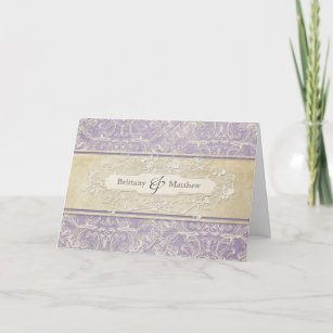 Cartão De Agradecimento Lilac Vintage Casamento Feito Pela Regência France