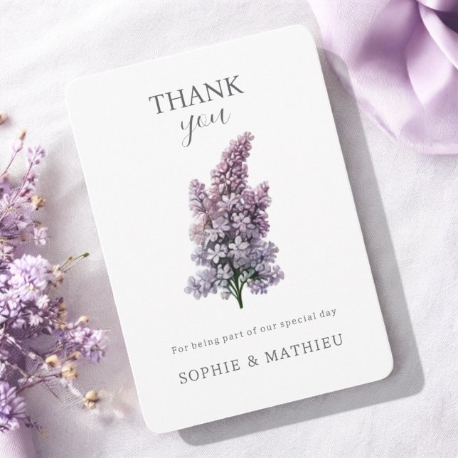 Cartão De Agradecimento Lilac Watercolor Floral Elegante Primavera (Criador carregado)