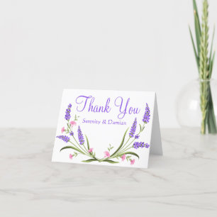 Cartão De Agradecimento Lilacs Watercolor Purple Floral Casamento Obrigado