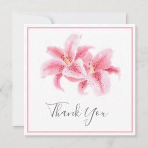 Cartão De Agradecimento Lílias, Esargazinas, Rosa, Aquarela