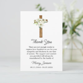 Cartão De Agradecimento Lily Cross Sympathy Thank You Card
