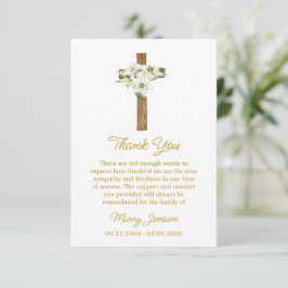 Cartão De Agradecimento Lily Cross Sympathy Thank You Card