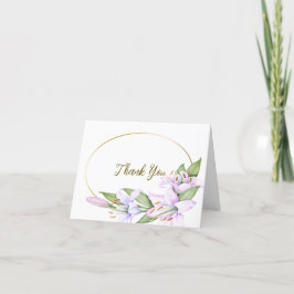 Cartão De Agradecimento Lily Flowers de Ouro Rosa de Festa Frente Bonita