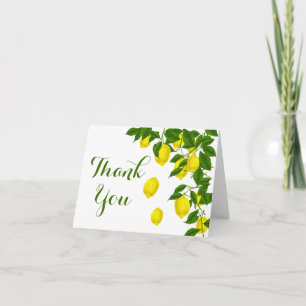 Cartão De Agradecimento Limão Amarelo Obrigado Casamento Citrino Verde