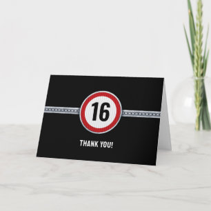 Cartão De Agradecimento Limite de Velocidade de 16 Anos