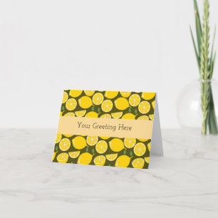 Cartão De Agradecimento Limões Amarelos & Padrão Verde Oliva: Citrino Mode