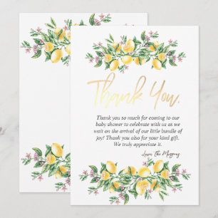 Cartão De Agradecimento Limões Botânicos de Aquarela Chic Flores