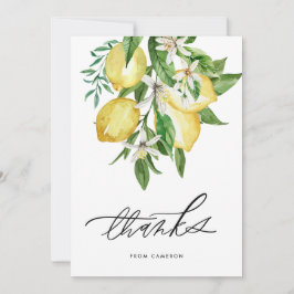 Cartão De Agradecimento Limões de Aquarela e Festa de aniversário de Bloss