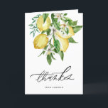 Cartão De Agradecimento Limões de Aquarela e Festa de aniversário de Bloss<br><div class="desc">Enviar obrigados com este cartões de agradecimentos personalizável. Apresenta uma estrutura aquarela de limões e flores de limão com a tipografia moderna. Personalize adicionando seus detalhes. Este cartões de agradecimentos de limão é perfeito para casamentos,  aniversários,  chás de fraldas e chás de panela.</div>