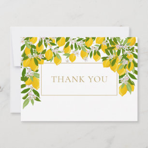 Cartão De Agradecimento Limões Florescem Verdor Dourado Geométrico