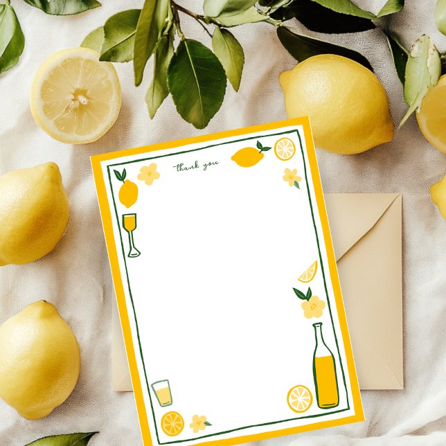 Cartão De Agradecimento Limoncello Limonada Limões PERSONALIZADO Personali (Limoncello Lemonade Lemons CUSTOM Birthday Personalized Stationery Thank You Note Card
)