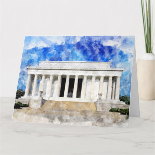 Cartão De Agradecimento Lincoln Memorial facade em aquarela