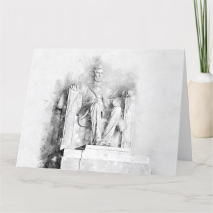 Cartão De Agradecimento Lincoln Memorial watercolor e desenho a lápis