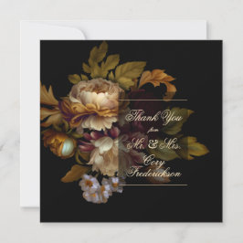 Cartão De Agradecimento Linda Romântica Dark Velho Mundo Floral