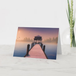 Cartão De Agradecimento Linda vista da paisagem do pôr do sol do cais