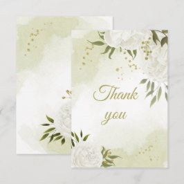 Cartão De Agradecimento Lindas flores brancas verdes botânicas