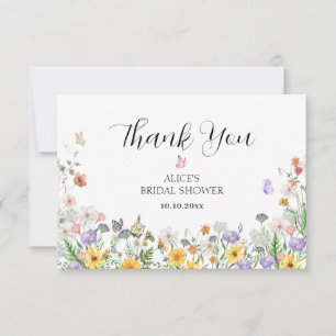 Cartão De Agradecimento Lindas flores de aquarela