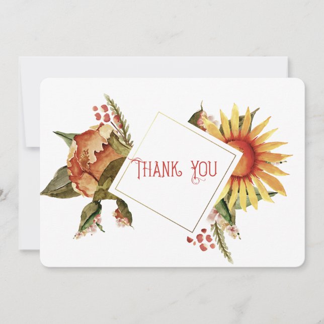 Cartão De Agradecimento Lindas Flores De Queda, Obrigado (Frente)