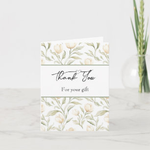 Cartão De Agradecimento Lindas Flores de Tulipa Creme Obrigado