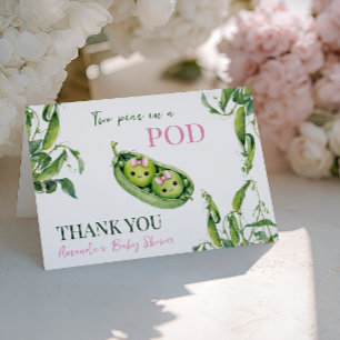 Cartão De Agradecimento Lindas Gêmeas Ervilhas em uma Vagem Menina Rosa Ch