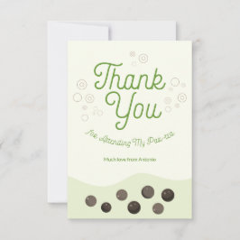 Cartão De Agradecimento Lindo Axolote Chá Verde de Boba Par-tea Crianças