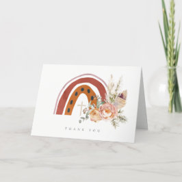 Cartão De Agradecimento Lindo Boho Floral Arco-íris Cruz Laranja Rust Bapt