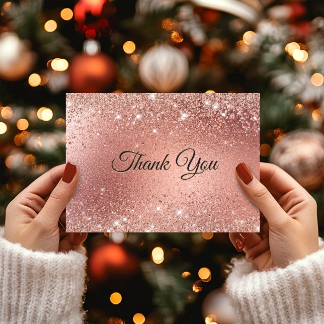 Cartão De Agradecimento Lindo brilho falso dourado rosa (Criador carregado)