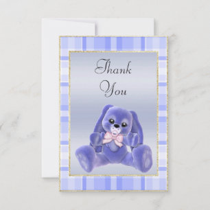 Cartão De Agradecimento Lindo Coelho Azul Obrigado Chá de Bebê