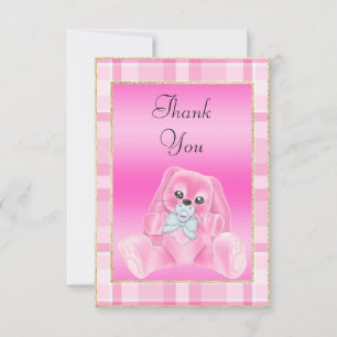 Cartão De Agradecimento Lindo Coelho Rosa Obrigado Churrasco de Bebê
