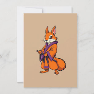Cartão De Agradecimento Lindo Esquilo Samurai Japonês