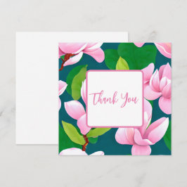 Cartão De Agradecimento Lindo Flores de Magnolia Rosa