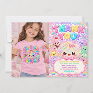 Cartão De Agradecimento Lindo Glitter Dumpling Bao Squishy Festa de Aniver