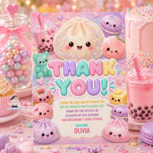 Cartão De Agradecimento Lindo Glitter Dumpling Bao Squishy Festa de Aniver