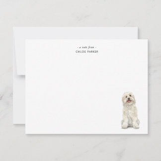 Cartão De Agradecimento Lindo Golden Doodle Branco em Aquarela Plano