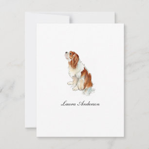 Cartão De Agradecimento Lindo King Charles Spaniel aquarela Flat