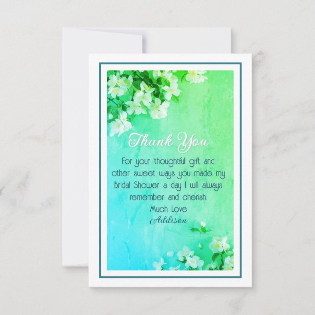 Cartão De Agradecimento Lindo Muito Obrigado pelo Chá de Noiva Personaliza (Frente)