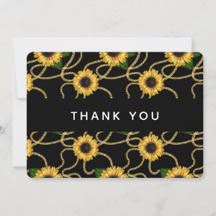 Cartão De Agradecimento Lindos Girassóis Amarelos Padrão Elegante Obrigado