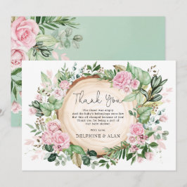 Cartão De Agradecimento Lindos Jardim de Rosas Bebê Shower Flores Cor-de-R