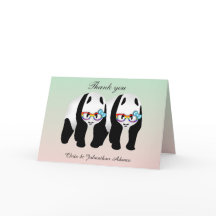 Lindos Pandas Gays Arco-íris Usando Óculos Obrigad