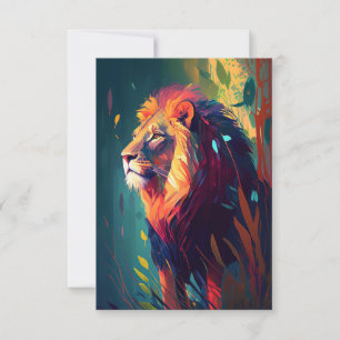 Cartão De Agradecimento Lion Animal Portrait Painting Willife Outdoor