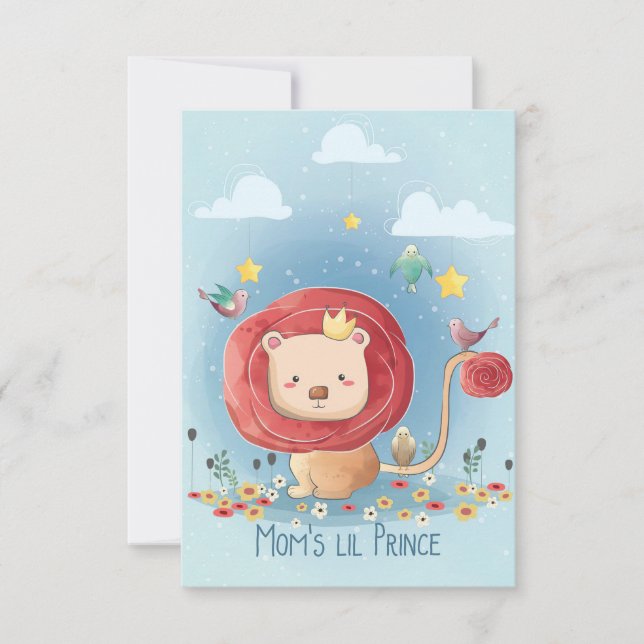 Cartão De Agradecimento Lion Cute Lion Prince (Frente)