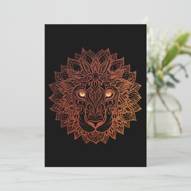 Cartão De Agradecimento Lion Mandala Ornamental, Lion Mandala Desenhado À  (Em pé/Frente)