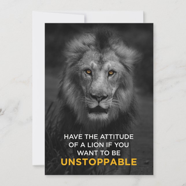 Cartão De Agradecimento Lion Motivational Unstoppaple (Frente)