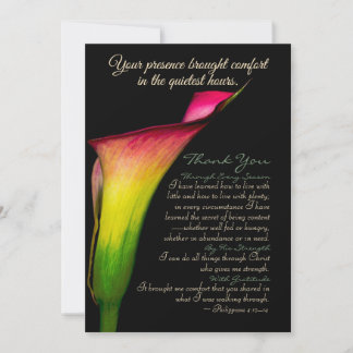 Cartão De Agradecimento Lírio Calla Escritura – Floral Vermelho Amarelo Ve