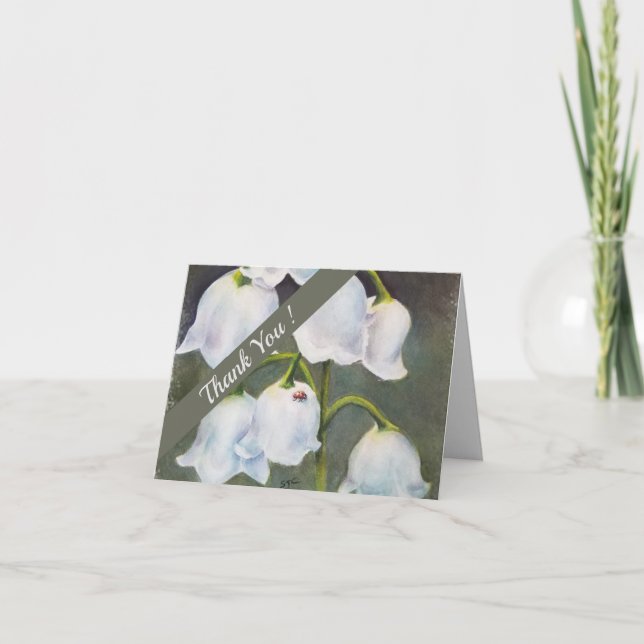 Cartão De Agradecimento Lírio da aguarela do vale floral (Frente)