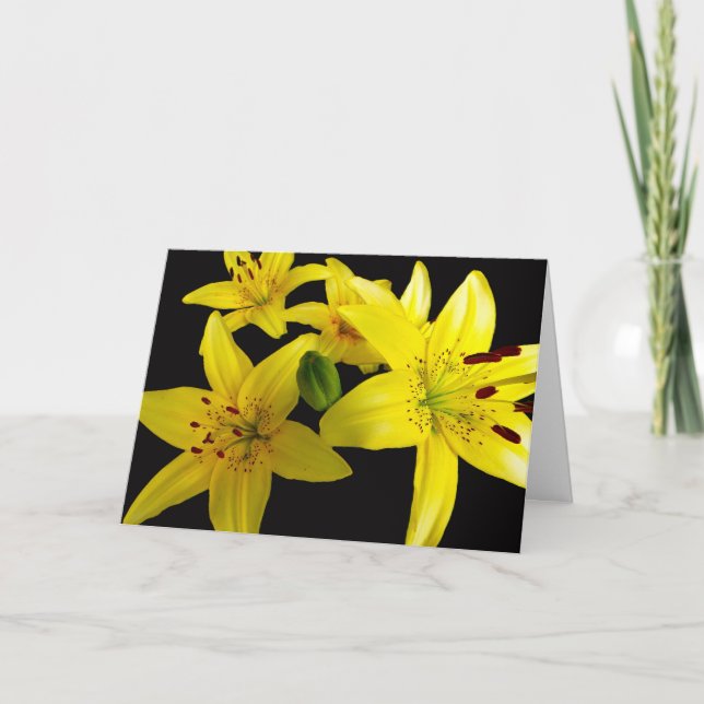 Cartão De Agradecimento Lírios asiáticos em preto (Frente)