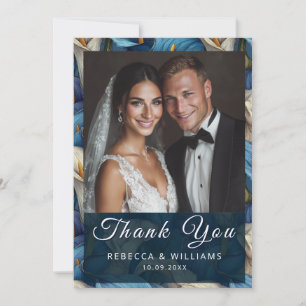 Cartão De Agradecimento Lírios-de-água Azuis Românticos Fantasia Botânica 