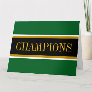Cartão De Agradecimento Listras de corrida CHAMPIONS Verde Floresta Preto