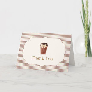 Cartão De Agradecimento Listras marrons Chá de Bebê Elegante Café Bébé Cof