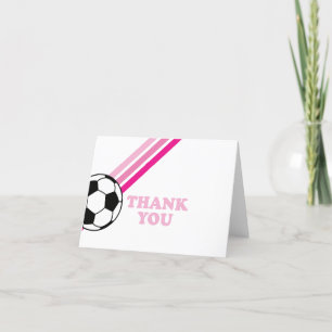 Cartão De Agradecimento Listras Rosa Futebol Obrigado Aniversário
